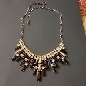 Silver black diamond statement necklace